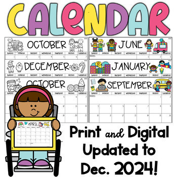 Preview of Digital Calendar calendar - Google Drive™ - Print and Digital calendar 