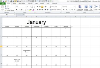Preview of Fillable/Printable Calendar for ANY YEAR!