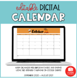Digital Calendar on Google Sheets - September 2020 - August 2021