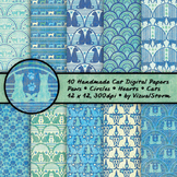 Digital Cat Patterns - 10 Handmade Kitty Cat Backgrounds -