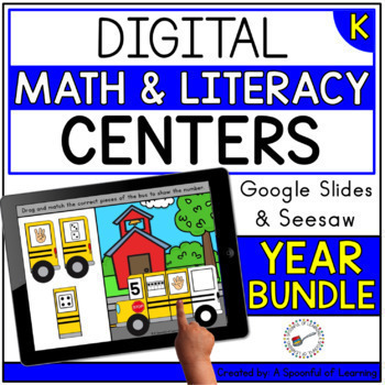 Preview of Digital Centers Kindergarten Math & Literacy Centers Bundle