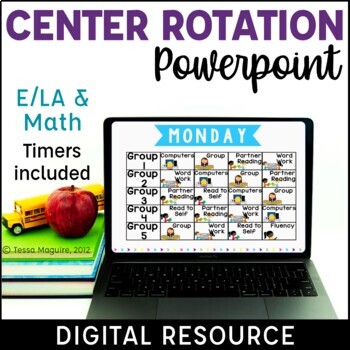 Preview of Centers Rotation Slides with Timers - Small Group Rotation Chart Reading & Math