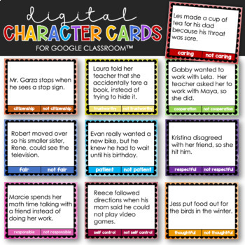 Preview of Digital Character Education Task Cards for Google Classroom™