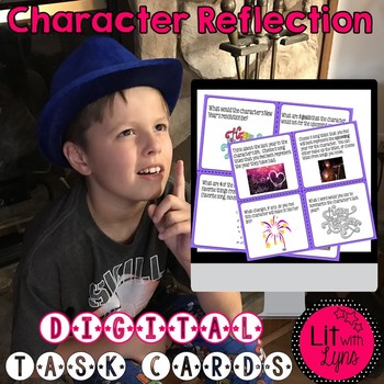 Preview of Digital Character Reflection Task Cards | Distance Learning