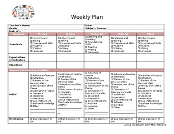 Preview of Digital Check mark weekly planner