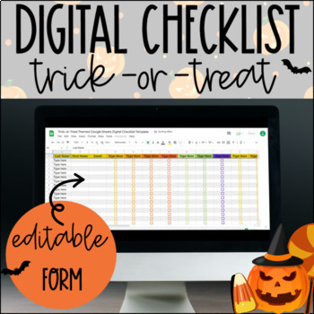 Preview of Digital Checklist Template for Google Sheets | Trick-or-Treat Halloween Themed