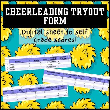Preview of Digital Cheerleading Tryout Form