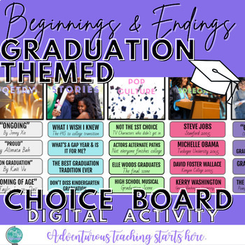 Preview of Digital Choice Board Activity:  Graduation & Coming of Age Theme