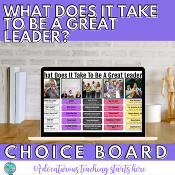 Preview of Digital Choice Board Activity: Great Leaders and Leadership | ELA Inquiry Lesson