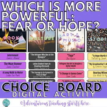Preview of Digital Choice Board Activity:  The Power of Fear and Hope (for SEL and ELA)