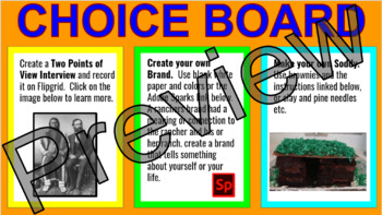 Preview of Digital Choice Board - Social Studies Moving West Activities 