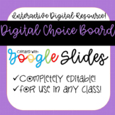 Digital Choice Board Template DISTANCE LEARNING