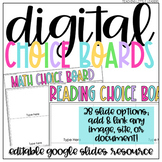 Digital Choice Board Templates | Google Slides | Editable