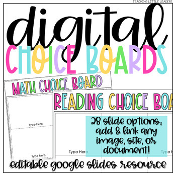 Preview of Digital Choice Board Templates | Google Slides | Editable