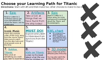 Preview of Digital Choice Board Titanic
