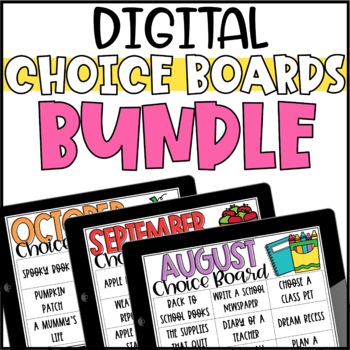 Preview of Digital Choice Boards for Early Finishers Bundle