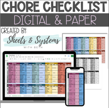 Preview of Digital Chore Checklist {Google Sheets Checklist}