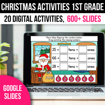 Preview of Digital Christmas Activities 1st Grade Math Games for Google Slides