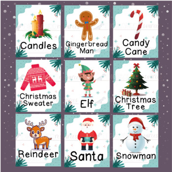 Digital Christmas Flashcards High Quality PNGs 15 pack ESL and Online  Classrooms