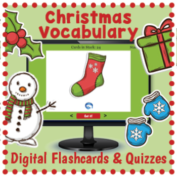 Preview of Digital Christmas Flashcards and Quizzes