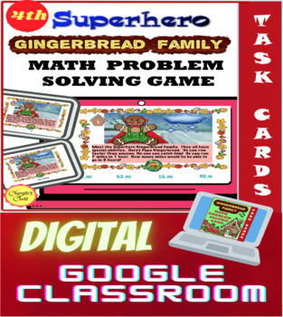 Preview of Digital Christmas Gingerbread Family Math Word Problems 4th Gr: Google Classroom