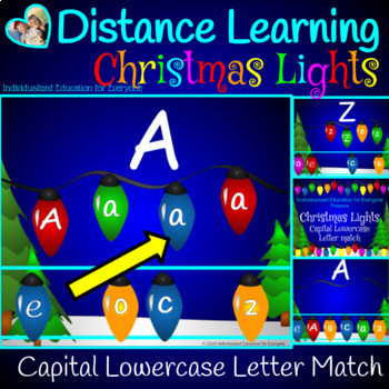 Preview of Digital Christmas Lights Winter Uppercase and Lowercase Letter Match 