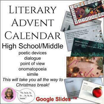 Preview of Digital Christmas Literary Bell Ringers Warmup and Journal Prompts Advent Google