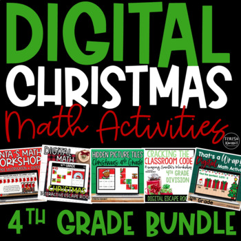 Preview of Digital Christmas Math Activities & Centers for 4th Grade | Distance Learning