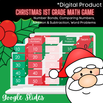 Preview of Digital Christmas Math Game | 1st Grade | Number Bonds | Addition & Subtraction