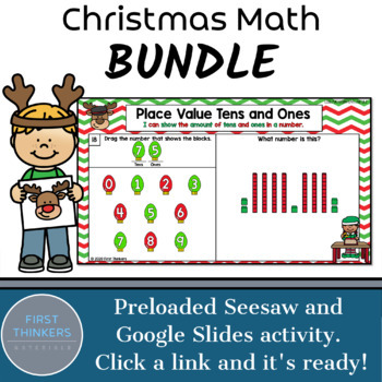 Preview of Digital Christmas Math Games for Google Slides Seesaw Activities PowerPoint