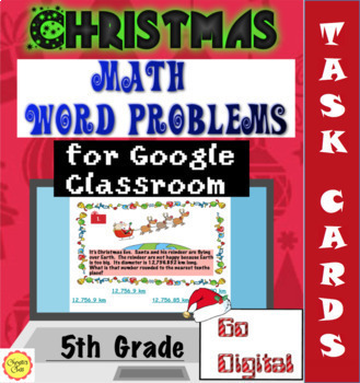 Preview of Digital Christmas Math Word Problems for Google Classroom: 5th Grade
