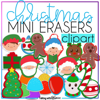 Christmas Mini Erasers Clipart Santa Claus Rudolph Elf Snowman