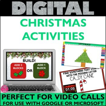 Preview of Digital Christmas Party Activities Games Scavenger Hunt Bingo December Holiday
