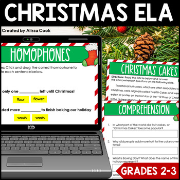 Preview of Digital Christmas Reading Activities | Google Classroom | Christmas ELA