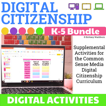 Preview of Digital Citizenship Activities Bundle for Grades K-5 | digital activities