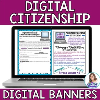 Preview of Digital Citizenship Banners and Mini-Research Project: DIGITAL Version