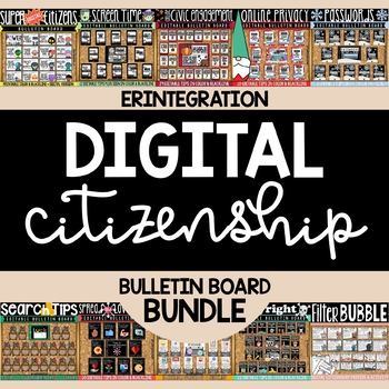 Preview of Digital Citizenship Bulletin Board Sets and Student Activities Yearlong Bundle