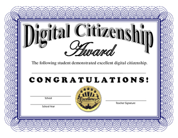 Digital Citizenship Certificate by Jen Laratonda | TPT