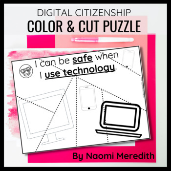 Preview of Digital Citizenship Puzzle | Color & Cut-Out
