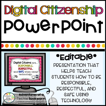 Preview of Digital Citizenship & Internet Safety PowerPoint- Editable