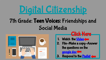 Preview of Digital Citizenship Lesson-Teen Voices: Friendships and Social Media