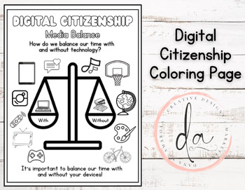 Preview of Digital Citizenship- Media Balance Coloring Page
