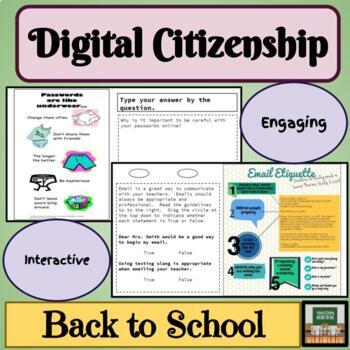 Preview of Digital Citizenship Online Etiquette Digital Interactive Notebook Back to School