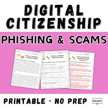 Preview of Digital Citizenship: Phishing & Scams - Text Evidence Practice