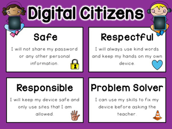 Digital Citizenship Poster by Kindergarten Busy Bees | TpT