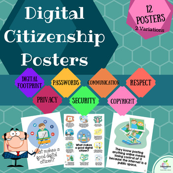 Preview of Digital Citizenship Posters | Online & Cyber Safety | Computer Lab | Technology