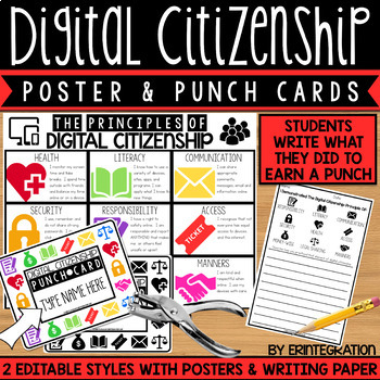 Digital Citizenship Posters and Punch Cards - Editable by ...