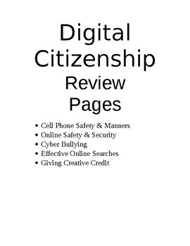Preview of Digital Citizenship Question Bank