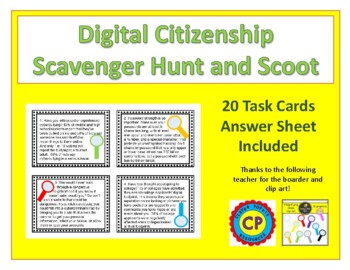 Preview of Digital Citizenship Scoot and Scavenger Hunt Activity