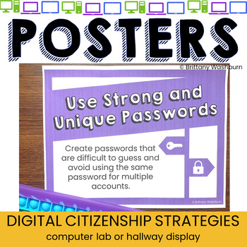 Preview of Digital Citizenship Strategies Posters Bulletin Board for the Computer Lab
